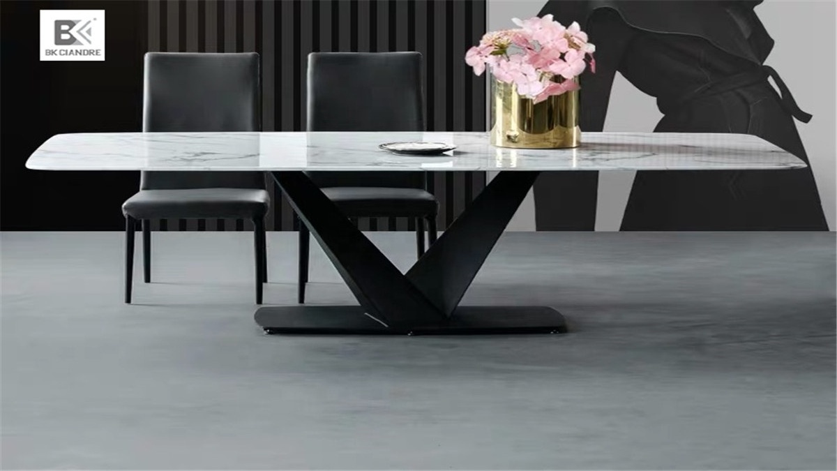 Modern black and white marble mirror mosaic coffee dining table