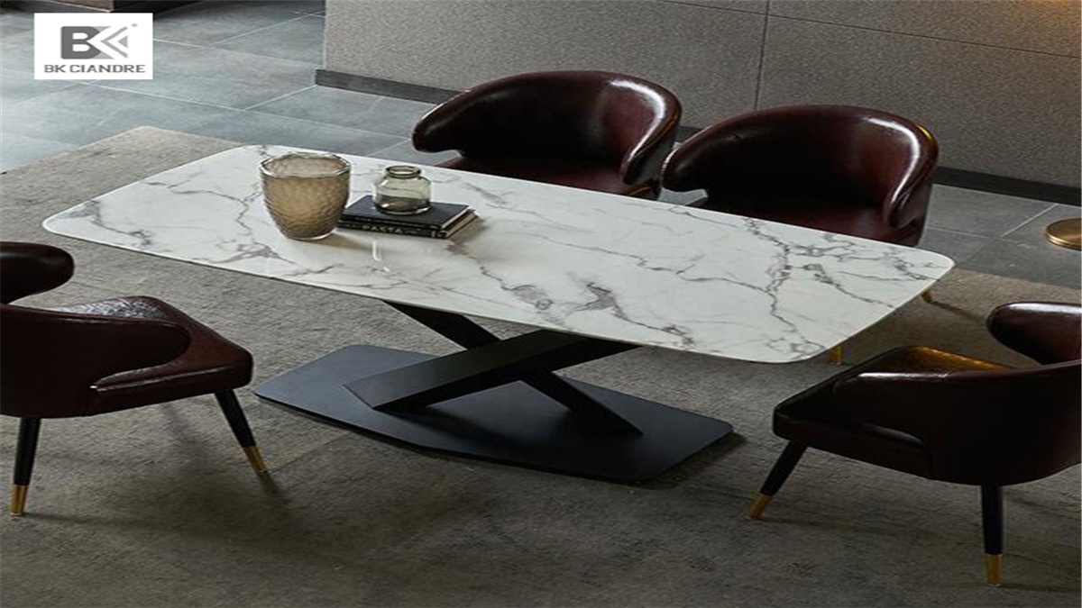 Modern black and white marble mirror mosaic coffee dining table