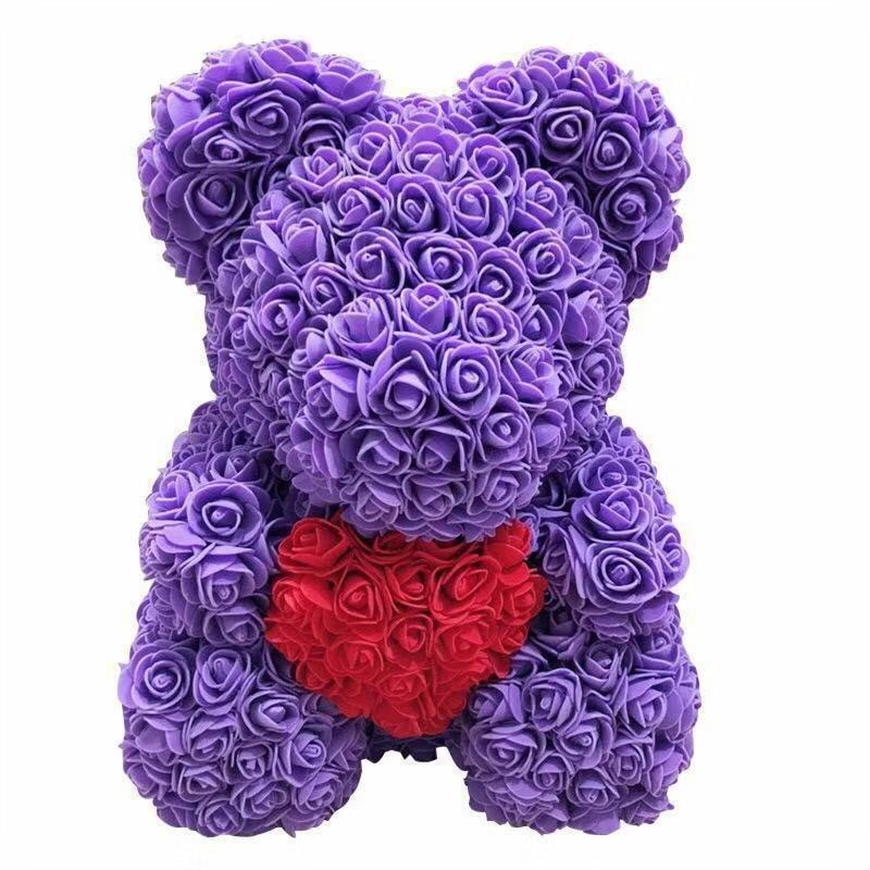 Love Heart Rose Bear 25cm Artificial Foam Teddy Bear Rose Bear Flower