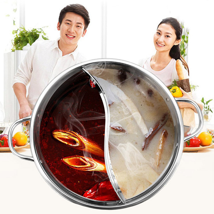 30cm Easy Clean Stainless Steel Hot Pot Shabu Dual Site Induction Cooking Pot for Family / Hot Pot