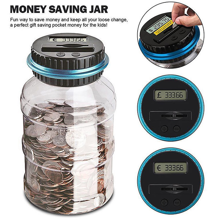 1.8L Piggy Bank Counter Coin Electronic Digital LCD Counting Coin Saving Box Jar Coins Box Count USD EURO GBP AUD CAD Money