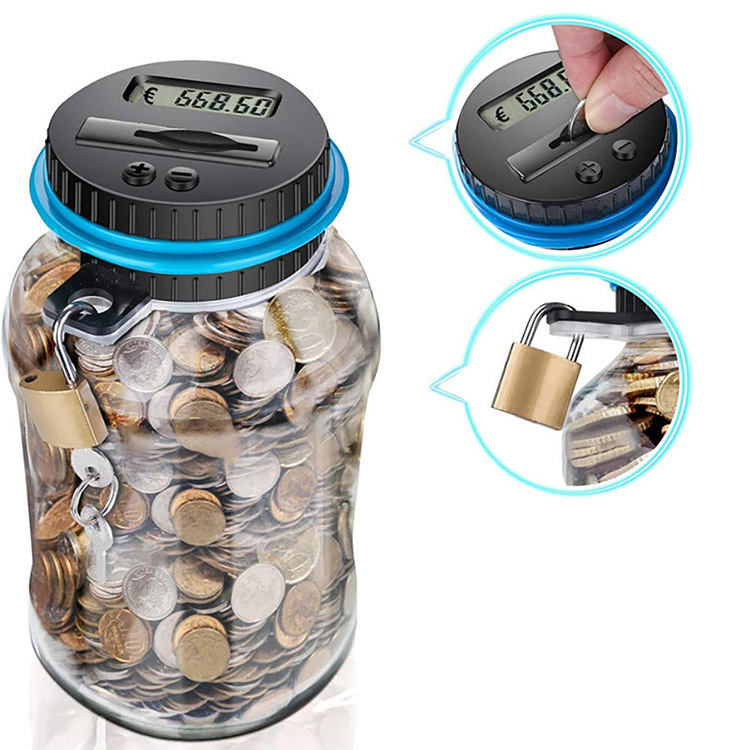 Large Piggy Bank Counter Coin Electronic Digital LCD Counting Coin Money Saving Box Coins Jar for EURO GBP