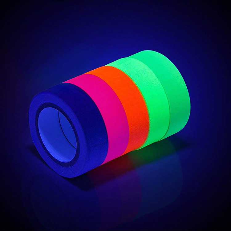 6Rolls/Set Fluorescent Tape UV Blacklight Reactive Glow In The Dark Tape Neon Gaffer Tape Safety Warning for Home Decor