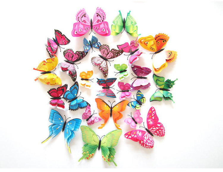 12Pcs Double Layer 3D Butterfly Wall Sticker on The Wall Home Decor Butterflies for Decoration Magnet Butterfly Fridge Stickers