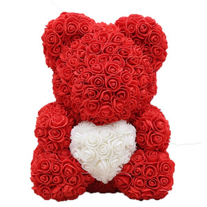 Love Heart Rose Bear 25cm Artificial Foam Teddy Bear Rose Bear Flower