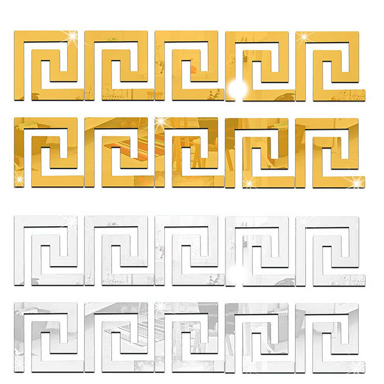 100*100mm Acrylic Waist Wall Sticker Home Room Decoration Acrylic Modern Maze Decor Mirror Wall Sticker Decal