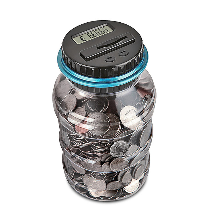 1.5L Piggy Bank Counter Coin Electronic Digital LCD Counting Coin Money Saving Box Jar Coins Storage Box for EURO Money