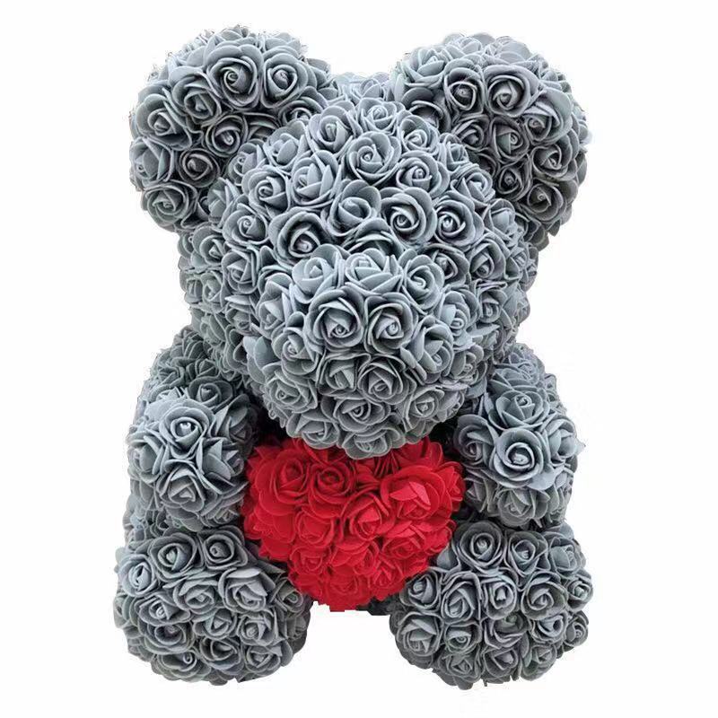 Love Heart Rose Bear 25cm Artificial Foam Teddy Bear Rose Bear Flower