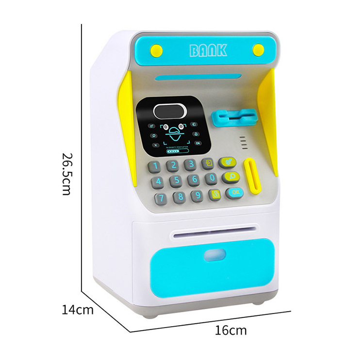 Electronic Piggy Bank Simulated Face Recognition ATM Machine Cash Box Toy Small ATM Automatic Roll Money Save Piggy Bank