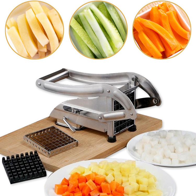 Stainless Steel Potato Cutter with non-slip Suction Cup French Fries Maker Kitchen Gadgets Potato French Fries Slicer