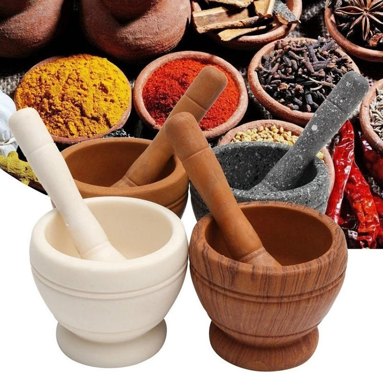 PP Mortar Pestle Set Manual Garlic Pounder Herb Spice Mixing Grinding Crusher Bowl Pounding Medicine Jar Kitchen Pestle Grinder