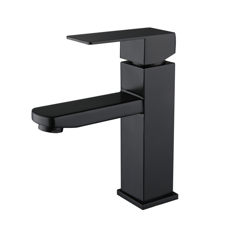 Matte Black Paint Square Bathroom Sink Faucet Single Handle Basin Faucet Wash Tap Bathroom Lavatory Deck Mounted Basin Faucets