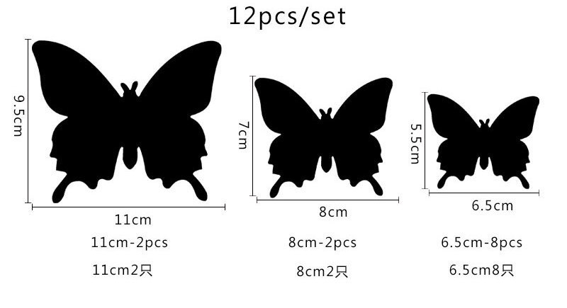 12Pcs/Set Mirror Butterfly Wedding Festivals Events Arrangement Home Decoration Stickers 3D Butterfly Wall Stickers