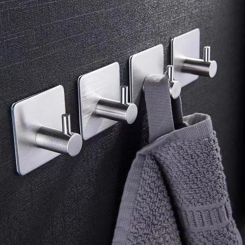 304 Stainless Steel Self Adhesive Wall Hook Multi-Purpose Bathroom Towel Clothes Handbag Key Hanger Hooks Home Storage Hook