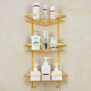 3 Tier Triangular Corner Organizer Rack Shelves Wall Mounted Aluminum  Bathroom Shampoo Cosmetic Organizer Rack