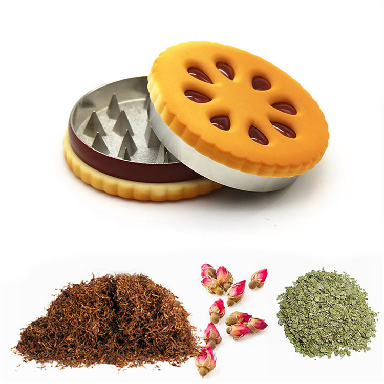 55mm Cookie Shape Biscuit Grinder Crusher Dried Flowers Herbs Grinder Home Metal Tobacco Grinder