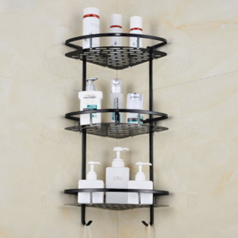 3 Tier Triangular Corner Organizer Rack Shelves Wall Mounted Aluminum  Bathroom Shampoo Cosmetic Organizer Rack