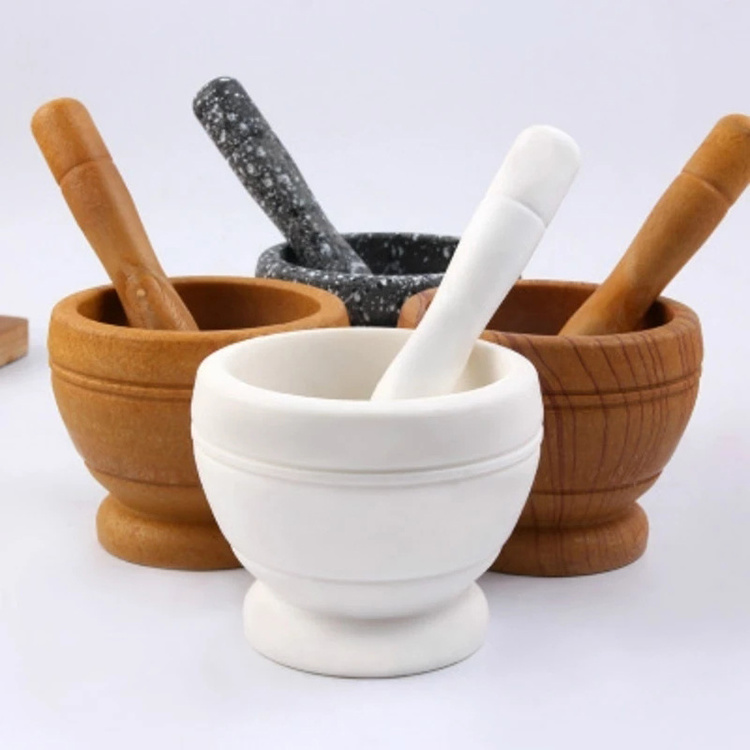 PP Mortar Pestle Set Manual Garlic Pounder Herb Spice Mixing Grinding Crusher Bowl Pounding Medicine Jar Kitchen Pestle Grinder