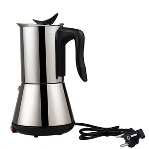 300ML Electric Moka Coffee Pot 304 Stainless Steel Tea Flask Espresso Coffee Maker Silver Coffee Kettle