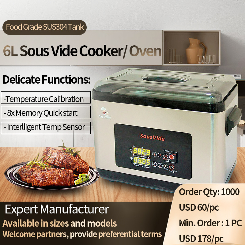 2 In 1 Stainless Steel Electric Sous Vide Cooking Ultrasonic Cleaner 6L Slow Cooker With Timer And Temperature Control