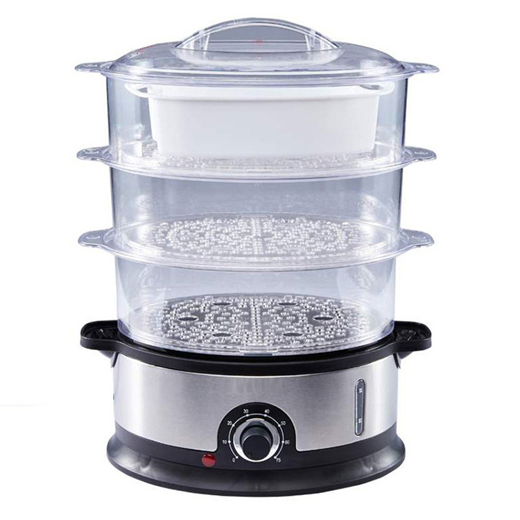 Electric Food Vegetable Steamer With BPA-Free 3 Tier Stackable Auto Shutoff And Boil Dry Protection Food Steamer