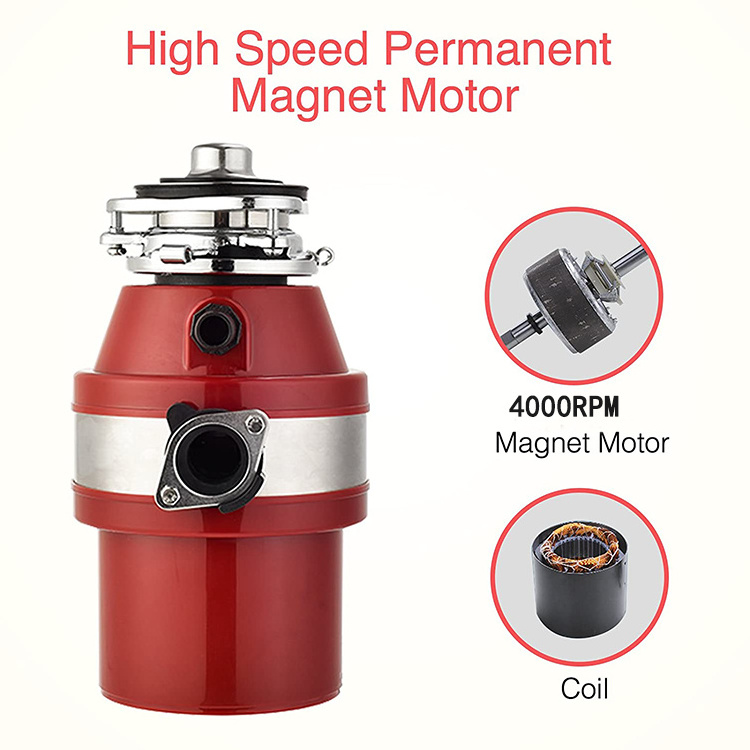 1.4L 4000RMP Auto Garbage Processor Grinder Continuous Feed Garbage Disposal Silent Garbage Disposers Food Waste Disposer