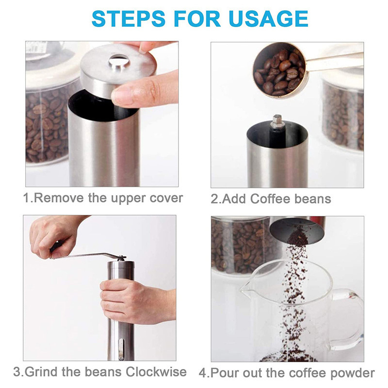 Manual Coffee Grinder Mini Stainless Steel Handmade Coffee Bean Mill Grinder Chestnut Burr Grinders Kitchen Tool Easy Clean