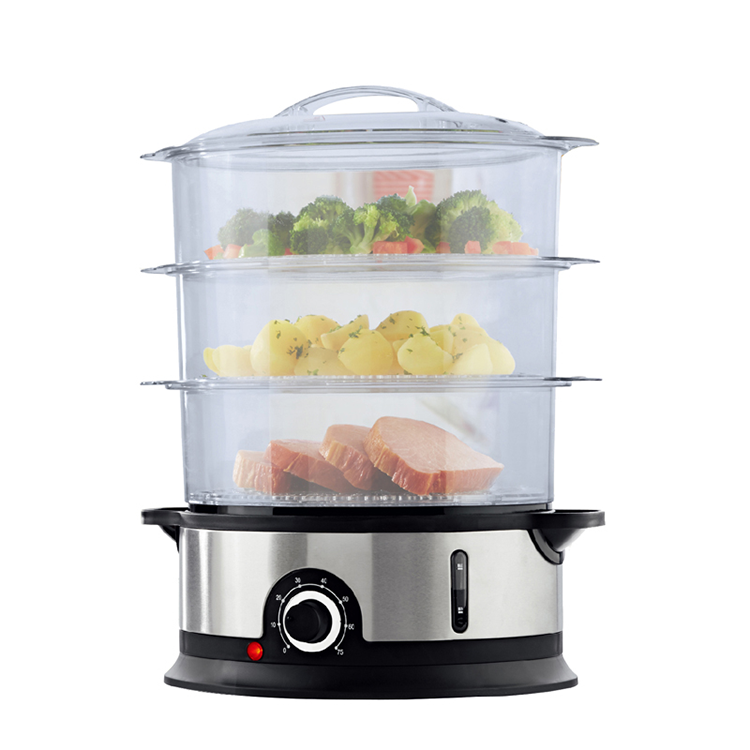 Electric Food Vegetable Steamer With BPA-Free 3 Tier Stackable Auto Shutoff And Boil Dry Protection Food Steamer