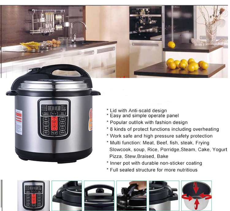 10 In 1 Kitchen Multi-functional Rice Cookers 6L 1000W Electric Pressure Cooker With Non-stick Coating Inner Pot