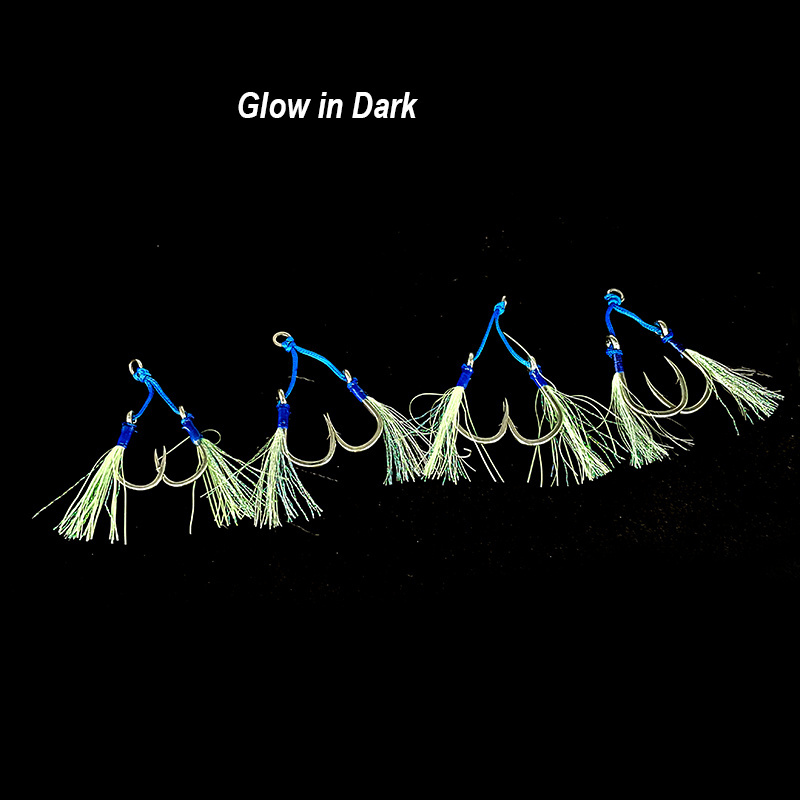 OEM  BKK  Offshore Heavy Jigging Hooks Glow Assist Hooks Luminous Double Jig FIshing Slow Lure Jig Hooks