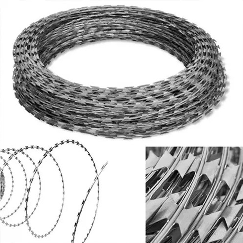 Galvanized Concertina 450mm Galvanized Concertina Razor Barbed Wire for Security Wire Fence/Galvanized Wire Fencing