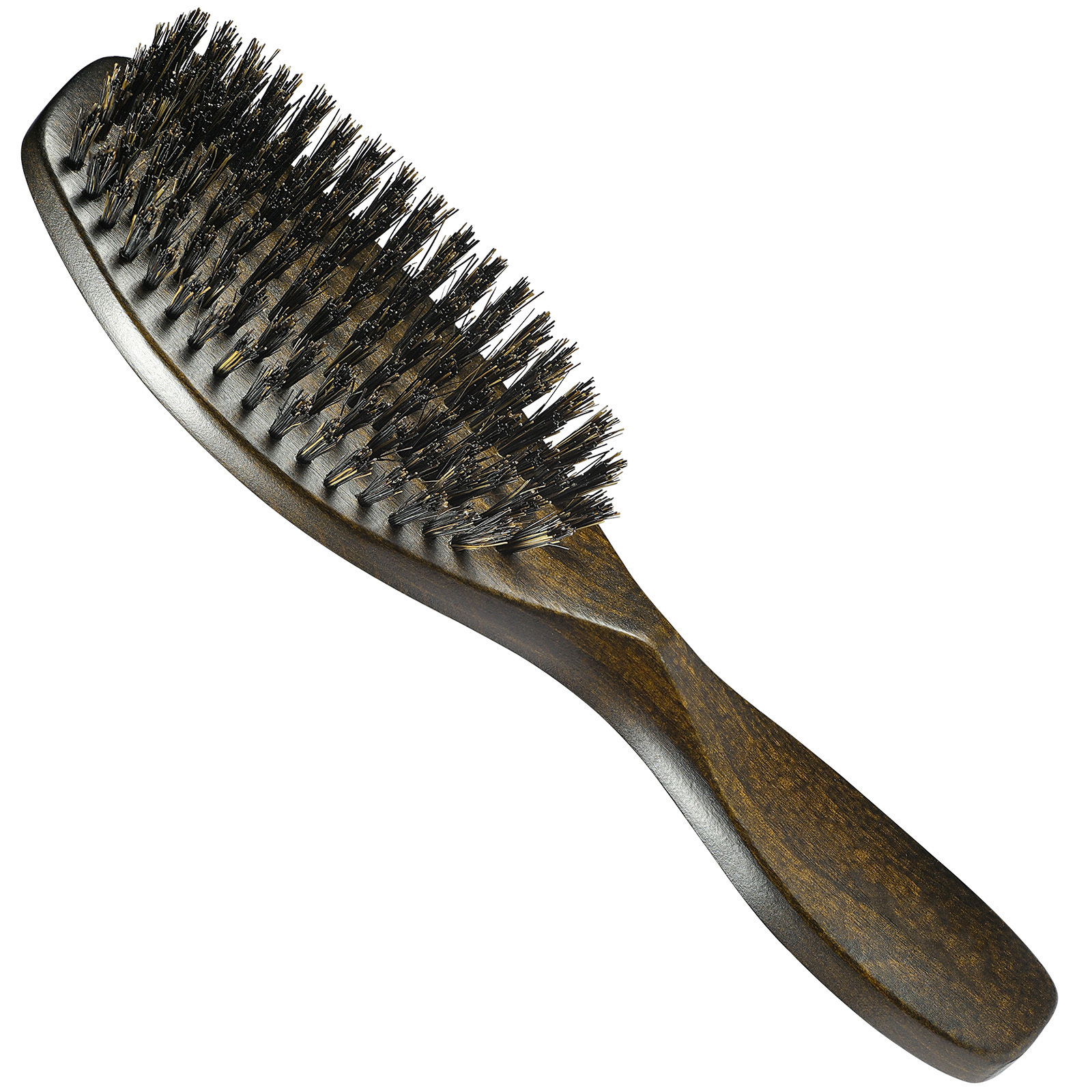 Factory supply Low MOQ LOGO Custom 360 wave brush wood Curved Wave Brush 100% wild boar bristle Hair Brush Wholesale