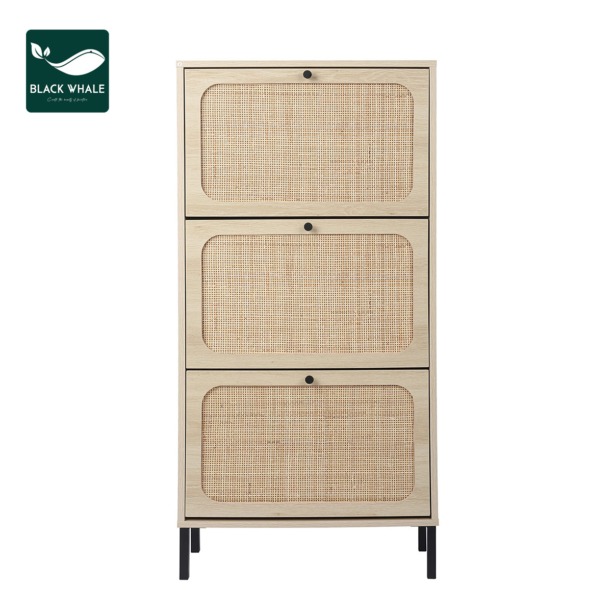 Factory 3 Flip Woven Drawer Entryway Shoe Racks Modern Slim Organizer Rattan Storage Cabinet Rattan Cabinet Shoe Rack Organizer