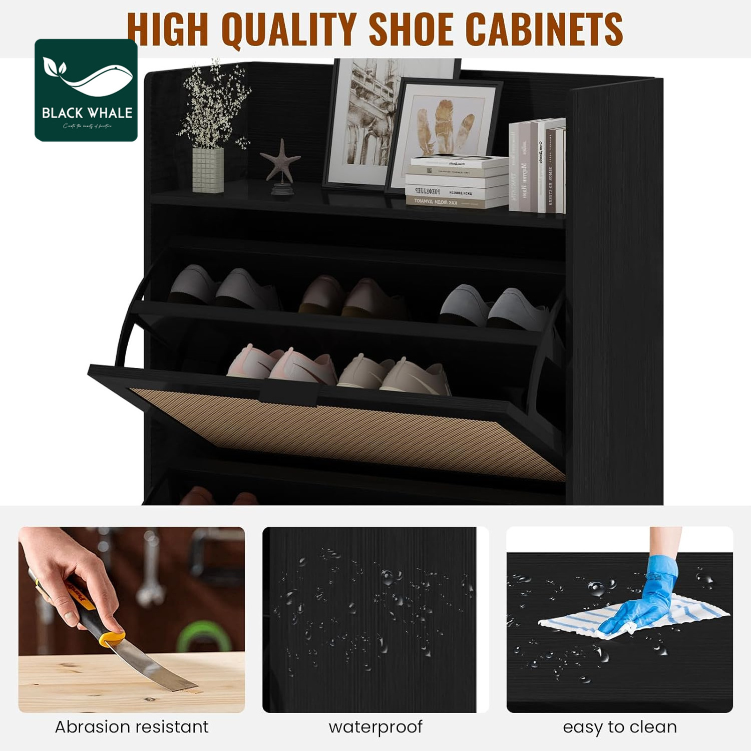 Manufacturer Open Shelf 2 Flip Drawers Narrow Slim Hidden Shoe Storage Cabinet Wooden Organizer Shoes Racks For Home