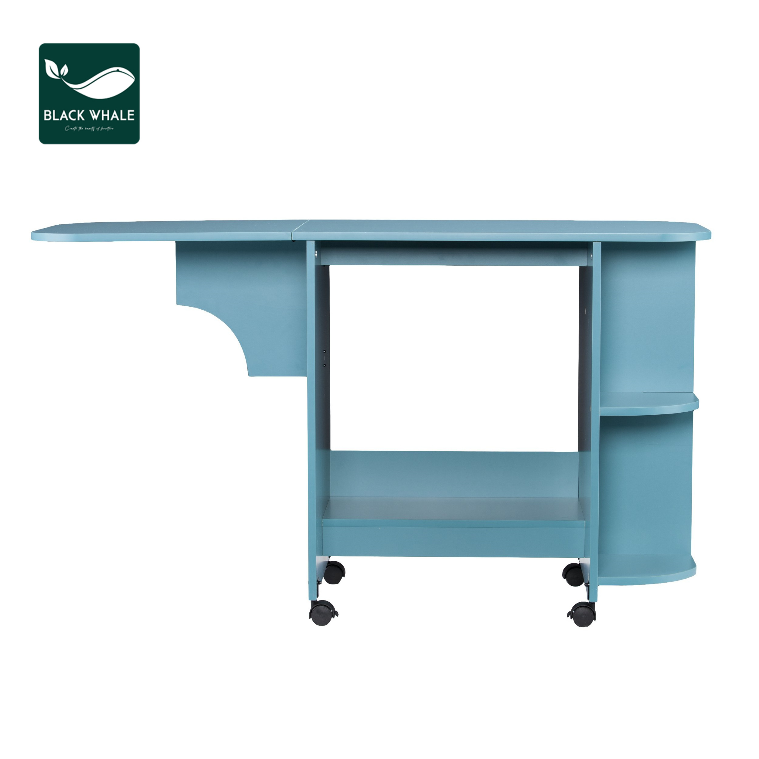 Folding Sewing Machine Table with Expandable Rolling Sewing Table with Storage Boxes Custom MDF Funiture