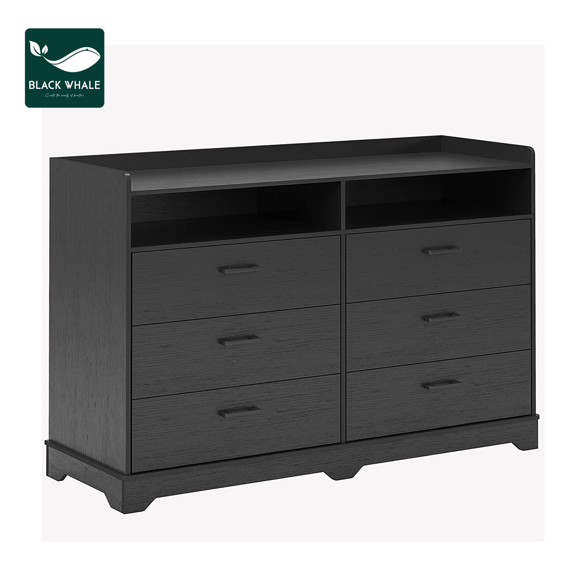 6 Drawer Dresser Open Storage Shelf Tower Clothing Organizer Unit Chests Bedroom Office Kitchen Wooden Drawers