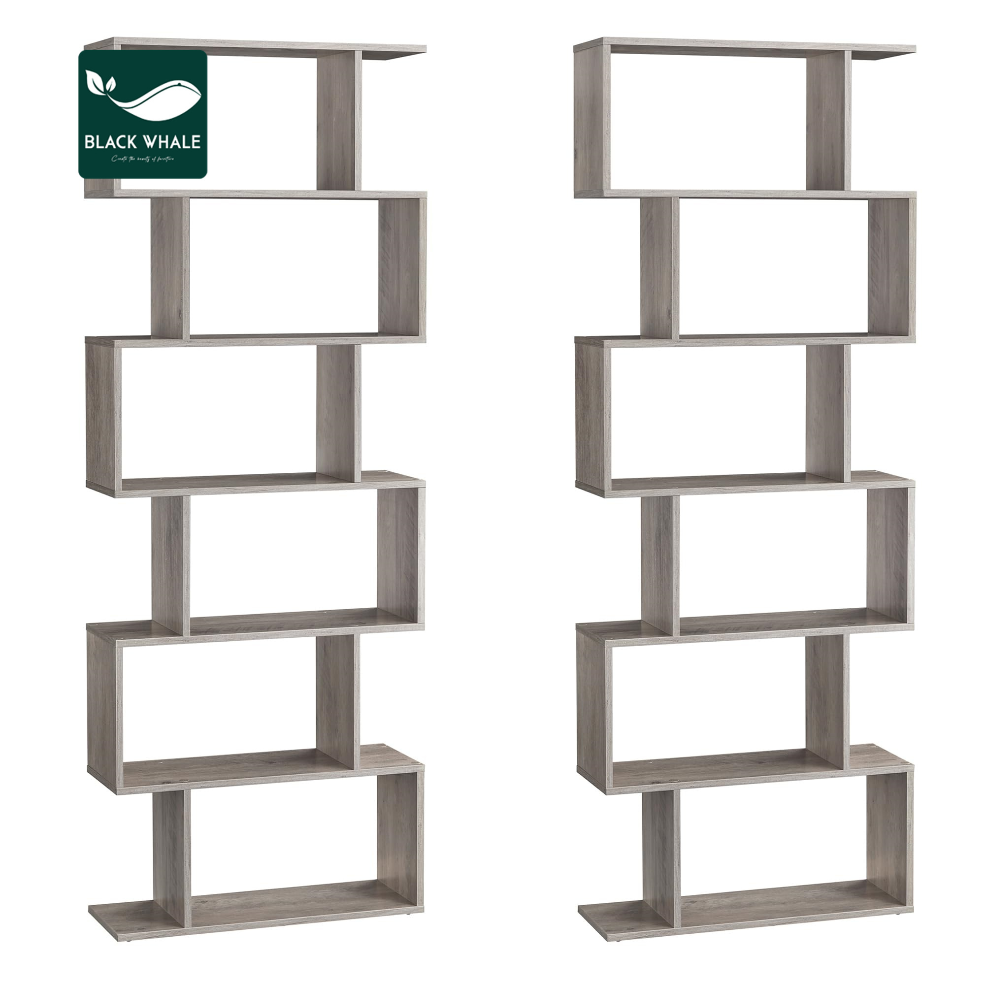 Bookcase Standing Shelf with 6 Levels Living Room Furniture Display Shelf Free Standing Cabinet Decorative Book Shelf