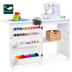 Portable Folding Sewing Table Multipurpose Craft Station & Side Desk Sewing Cabinet With Storage Sewing Machine Desk