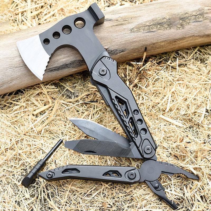 Outdoor Multipurpose Camping Portable Multifunction Survival Axe Folding Pliers Combination Hammer