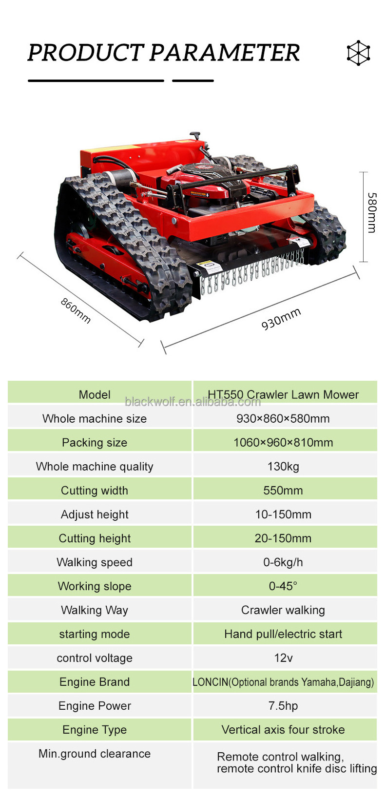 CE Approve Grass Cutting Machine Crawler Brush Cutter For Agriculture electric remote control robot lawn mower