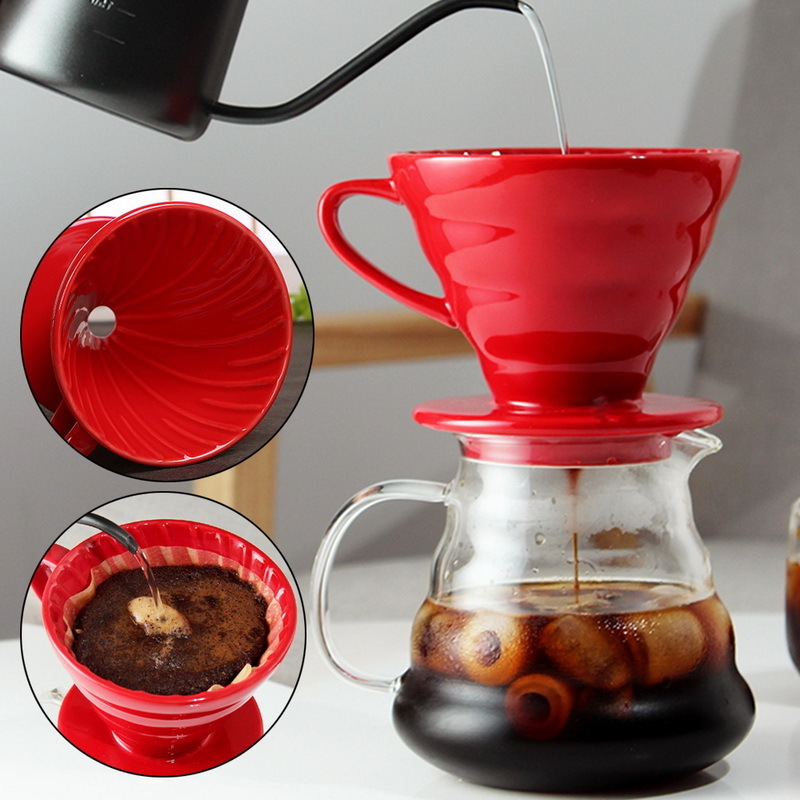 Ceramic Coffee Dripper with Separate Stand for V60 Drip Filter Cup & Mugs Set Tea & Milk Coffee Maker Machine for Engine V60