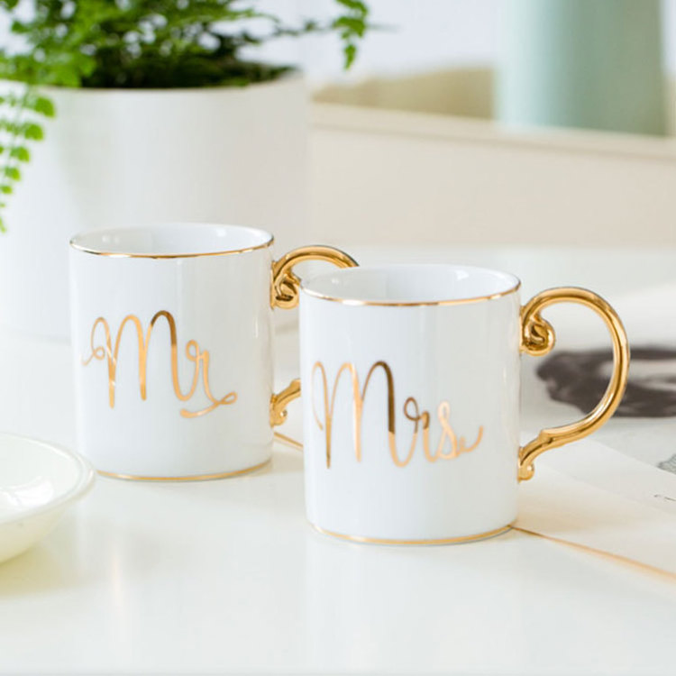 Mr Mrs Flamingo Couple Cup and Mug Gift Box Ceramic Coffee Mug Marble Pattern Home Drinkware Lovers Gift Wedding Gift