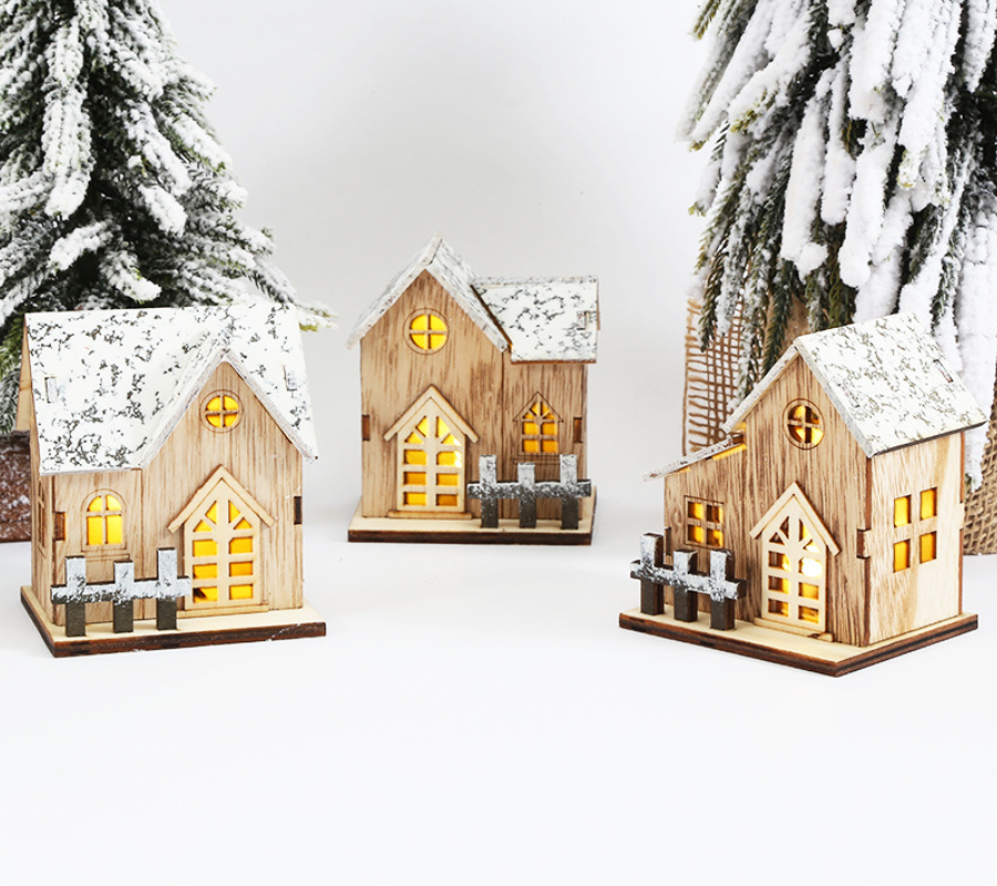 Antique White Christmas Mini House Ornament Ceramic Gingerbread Village Decor with Tealight Holder Boxed for Wedding Room Use