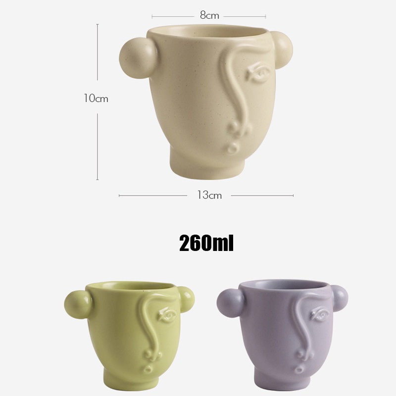 nordic fat coffee mug Creative Handmade Face Mug Porcelain Personalized Coffee Cup nose ceramic mugs with smile face