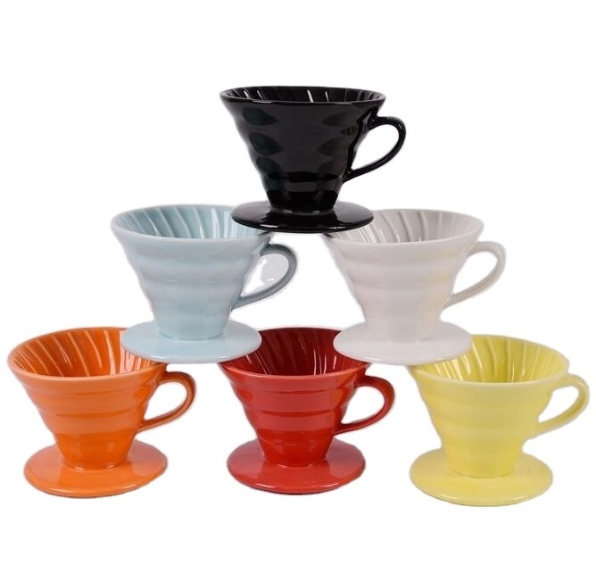 Ceramic Coffee Dripper with Separate Stand for V60 Drip Filter Cup & Mugs Set Tea & Milk Coffee Maker Machine for Engine V60