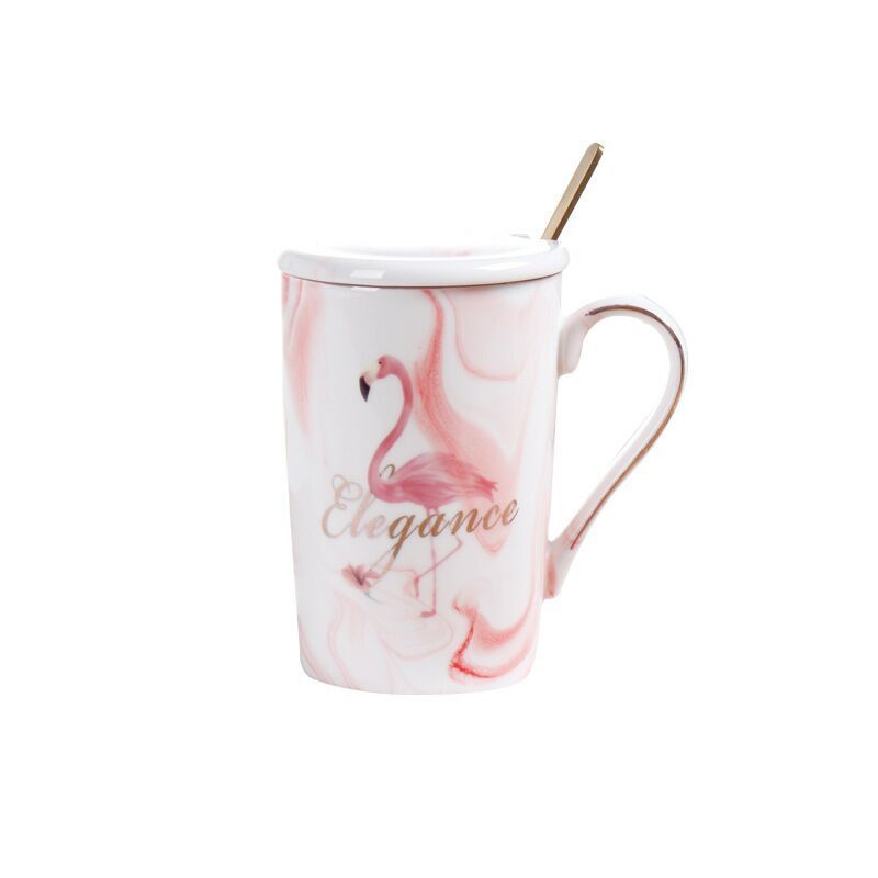 Mr Mrs Flamingo Couple Cup and Mug Gift Box Ceramic Coffee Mug Marble Pattern Home Drinkware Lovers Gift Wedding Gift