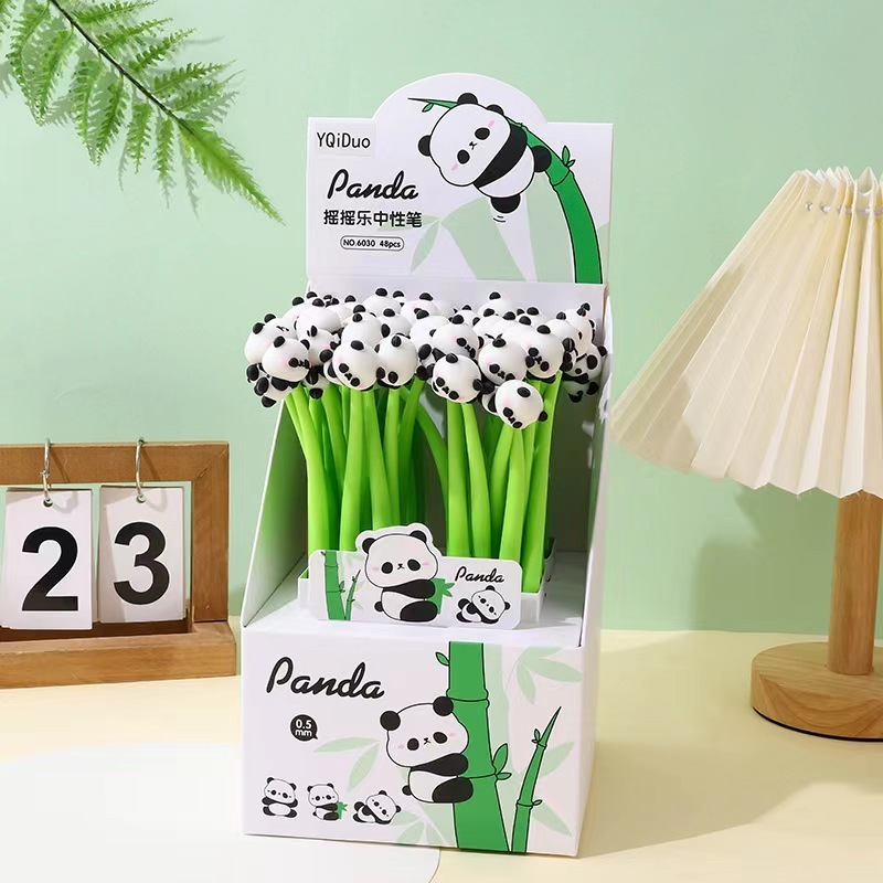 Hot Selling Promotional Kawaii Panda Pen 0.5mm Korean Pen Carton Cute Gel Pen stationery Manufacturer