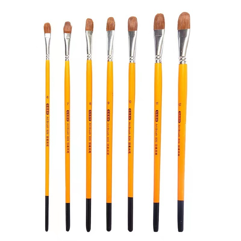 Different sizes Wood Body 7mm Weasel Hair Acrylic Paint Brushes for Oil Painting 0.7cm