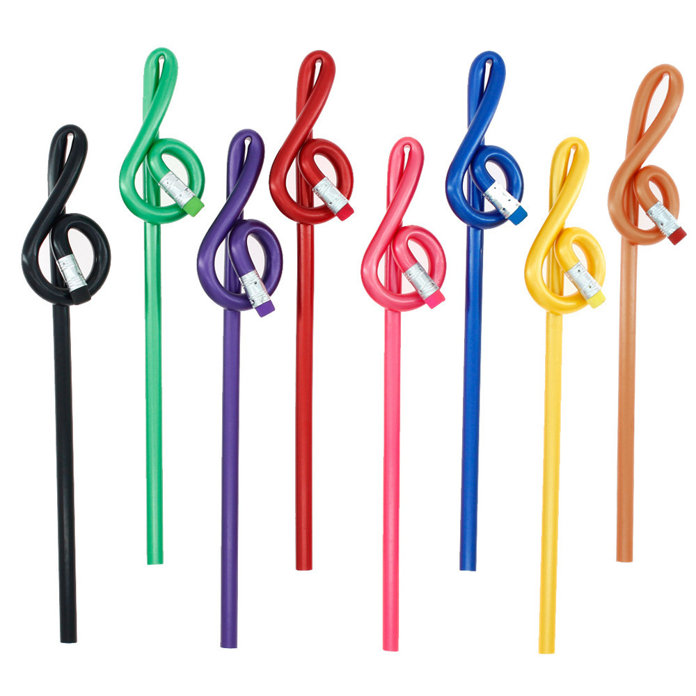 Music creative gift hb pencil plastic imitation wood high note shape stylus pencils