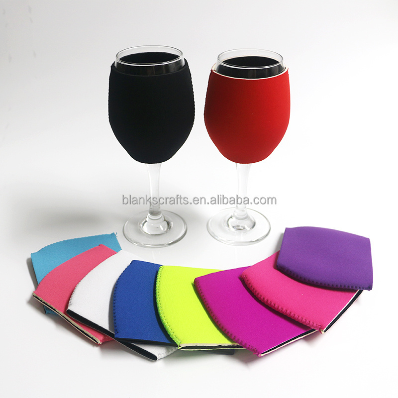 Blank White Sublimation Insulated Wine Glass Sleeves Holders Neoprene Wine Glass Sleeve Cooler